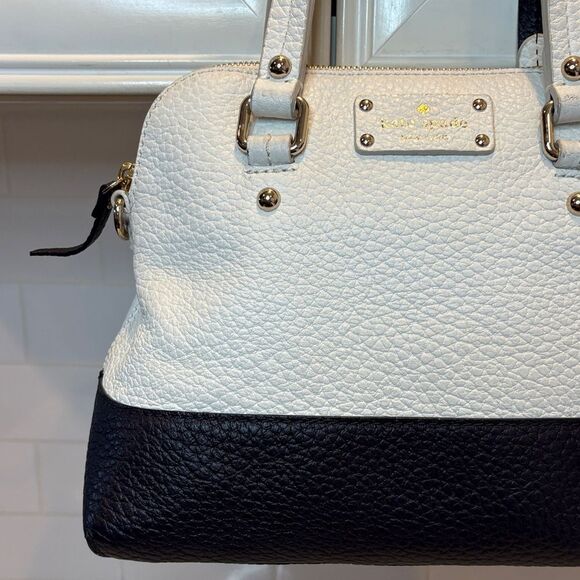 Kate Spade Bag Purse Handbag Leather Color Block Pebbled Domed Satchel Bag Tote - Picture 2 of 16